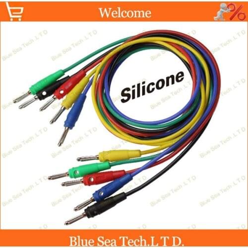 5pcs 1M five color multimeter pen extension test line with 4mm banana plug 14 AWG Ultra soft silicone cable Free Shipping
