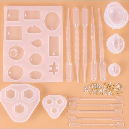 66 PCS Epoxy Resin Molds Set Epoxy Casting Molds Set Silicone UV Casting Tools Kits For Jewelry Making DIY Earring