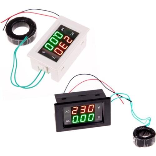 AC 500V 100A Car Digital Voltmeter Ammeter LED Amp Volt Meter +CT (Shunt) Universal Power Energy Tester with Current Painel Moto
