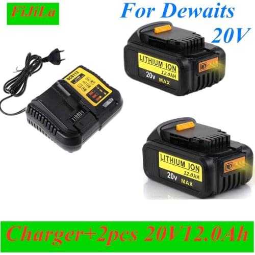 2021 New 20V 12.0Ah Max. Battery Replacement Tool for DeWalt DCB184 DCB181 DCB182 DCB200 20V 5A 20 Volt 20V Battery+3A Charge