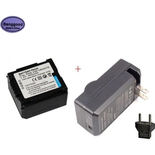 7.2V 900mAh VW-VBG070 VWVBG070 Camera Battery + AC Charger For Panasonic VW-VBG130 VW-VBG260 SDR-H20 SDR-H28 SDR-H258 HDC-SD1