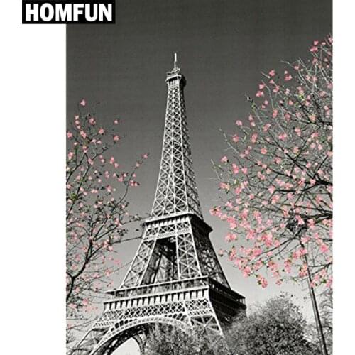 HOMFUN Full Square/Round Drill 5D DIY Diamond Painting "Eiffel Tower" Embroidery Cross Stitch 3D Home Decor Gift A03838