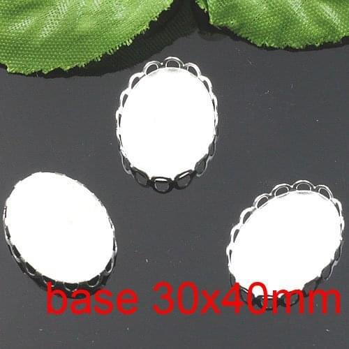 Free shipping!!! 200pcs oval silk silver plated Picture Frame charms Pendants 30x40mm,Cameo Cab settings