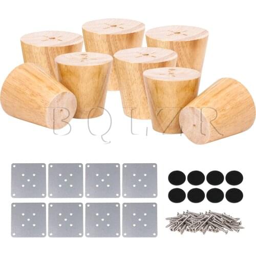 BQLZR 8pcs 6x6x4cm Tapered Wooden Furniture Legs for Coffee Tables Wood Color