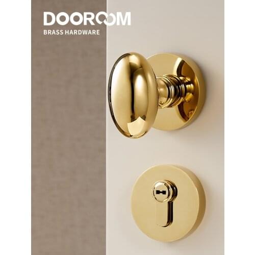 Dooroom Brass Door Lock Set Modern Shiny PVD Gold Interior Bedroom Bathroom Dummy Privacy Passage Hidden Door Lever Set