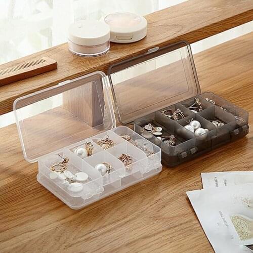 Double Layer Grid Jewelry Storage Box Desktop Organizer Box Earrings Ring Display Box Transparent Portable Jewelry Box