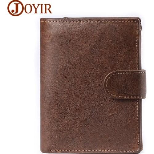 JOYIR Vintage Men Wallet Genuine Leather RFID Wallets Male Multifunctional Walet With Coin Pocket Card Holders Man Purse New