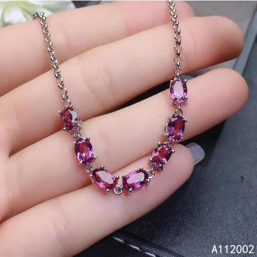 KJJEAXCMY fine jewelry natural garnet 925 sterling silver new women gemstone hand bracelet support test classic hot selling