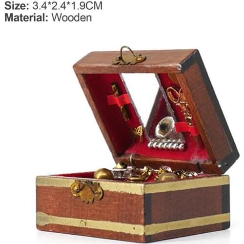 50%HOT 1:12 Dollhouse Jewelry Box Retro DIY Wooden Miniature Furniture Accessories Toy for Home