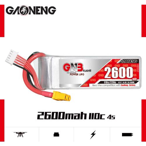 Gaoneng GNB 2600mAh 4S 14.8V 80C/160C Lipo Battery XT60 Plug for RC Car Boat Helicopter Airplane RC FPV Parts