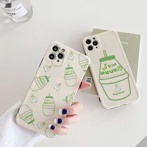 Cute Banana milk bottle soft silicone phone case for iphone X XR XS 11PRO MAX 7 8 plus Photo frame protection Back cover fundas