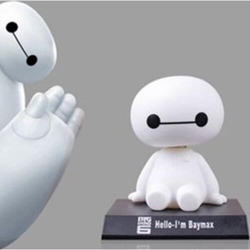 Cartoon Plastic Baymax Robot Shaking Head Figure Car Ornaments Auto Interior Decorations Hero Doll Toys Ornament Accessories