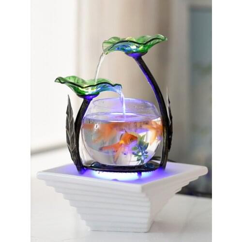 Small living room, fish tank, water TV cabinet, ceramic fountain, desktop humidifier, creative birthday gift
