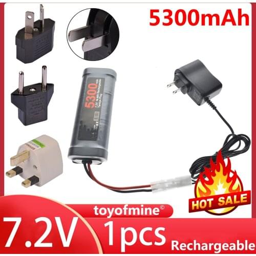 1pc 7.2V 5300mAh RC Tamiya Plug NiMh rechargeable battery +charger Gray