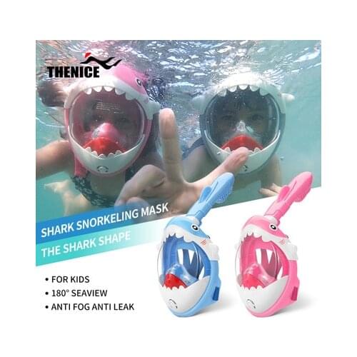 New Boys Girls Cartoon Swimming Full Face Snorkeling Mask Kids Underwater Scuba Anti Fog Snorkel Diving Mask Set Equipment
