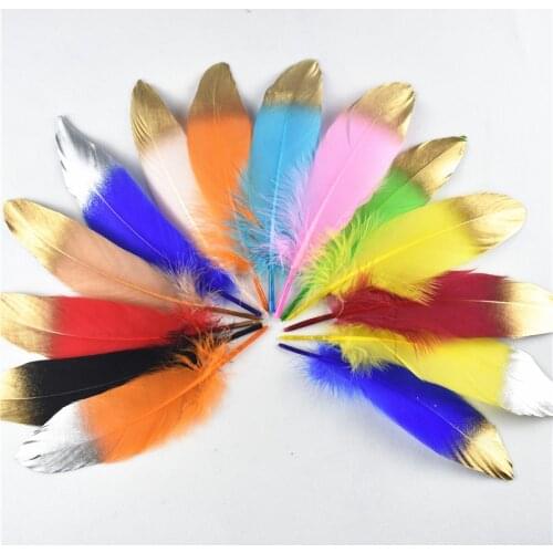 Wholesale 10Pcs/Lot gold goose feathers 15-20cm/6-8inches Feathers For Crafts Decoration Accessories Plume Wedding decoration