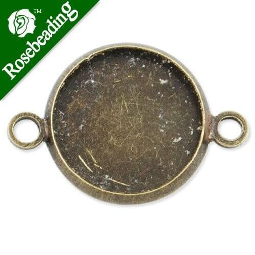 Bracelet Base With 14MM Round Setting,Antique Bronze Plated,Lead Free And Nickel Free