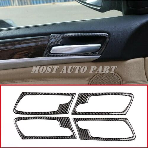 Carbon Fiber Interior Door Handle Cover Trim For BMW X5 X6 E70 E71 2008-2013 4pcs Car Accessories Car Styling Car Trim Car Parts