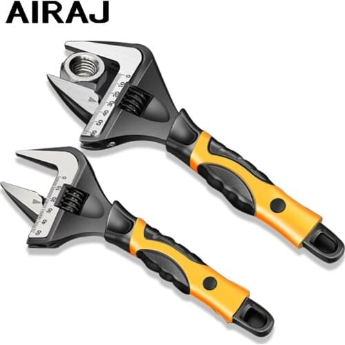 AIRAJ Adjustable Wrench Stainless Steel Universal Spanner Bathroom Wrench Household Large Open High Quality Plumbing Repair Tool