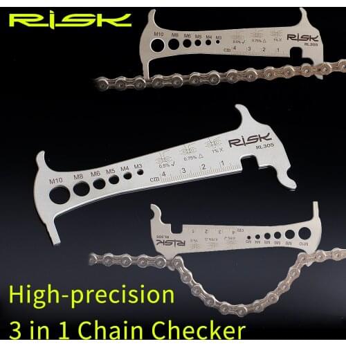 Risk Stainless Steel Go/No-go Bike 3 in 1 Chain Checker MTB Bike Road Bicycle Chain Wear Loss Indicator Checker W/Chain Hook
