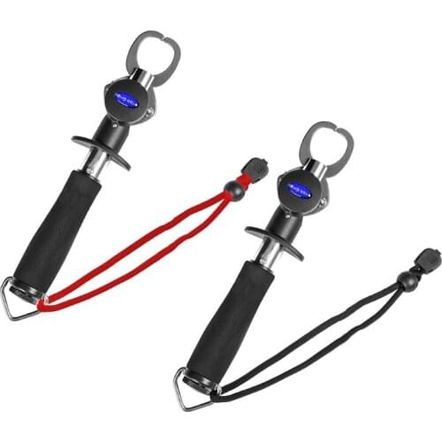 Fish Grip Holder Stainless Steel Fishing Gripper Fish Lip Grabber with Wrist Strap Professional Fish Holder