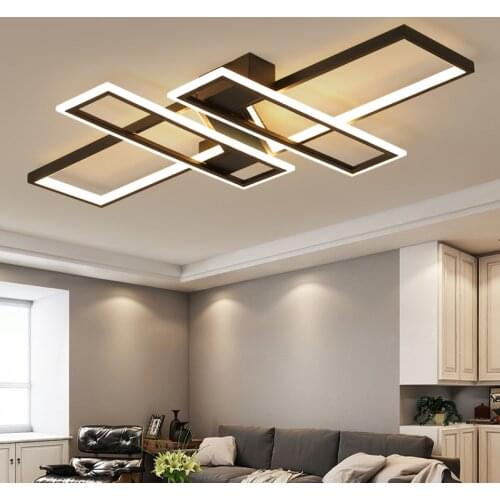 New Led Chandelier Lighting for Home Living Room Dining Kitchen Bedroom Modern Black Ceiling Hanging Lamp with Remote Dimmable