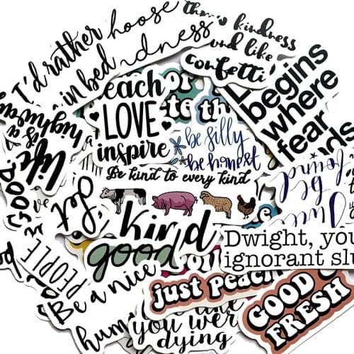 TD ZW 50Pcs English Inspirational Text Sticker For Suitcase Skateboard Laptop Luggage Fridge Phone Car Styling DIY Decal Sticker