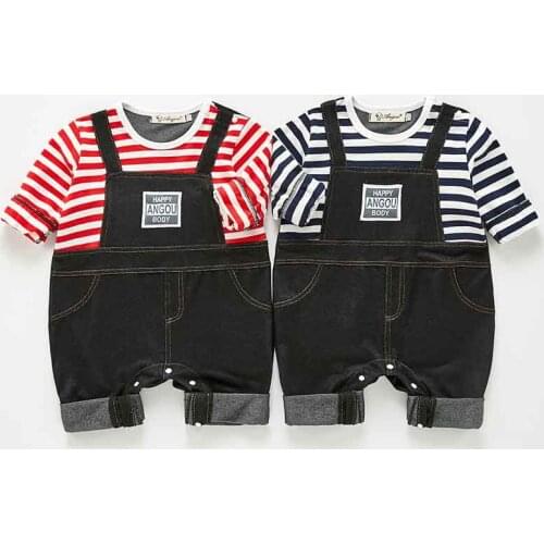 Autumn Spring Toddler Boy Clothes Kids Baby Girl Boy Denim Strap Stitching Romper Long Sleeve Jumpsuit Playsuit Outfit Clothes