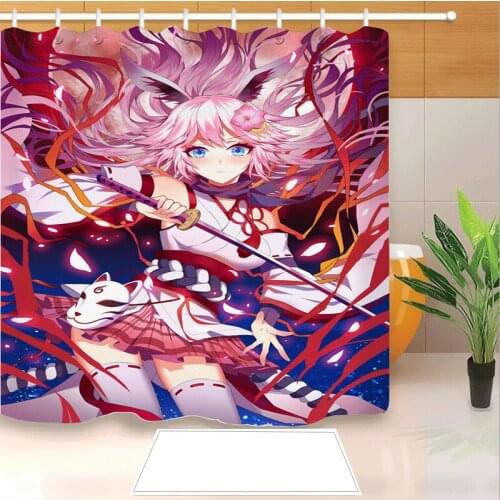 High Quality Anime Yae Sakura 3D Printed Shower Curtains Bath Products Bathroom Decor with Hooks Waterproof 06