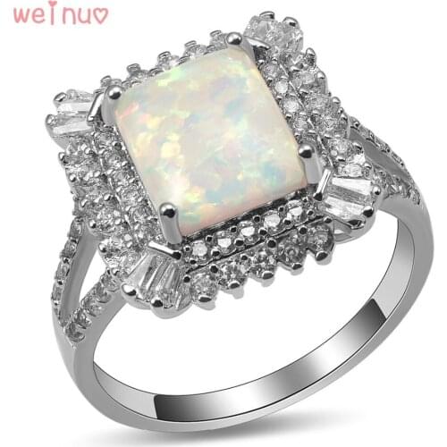 Weinuo White Fire Opal White Crystal Ring 925 Sterling Silver Top Quality Fancy Jewelry Wedding Ring Size 5 6 7 8 9 10 A436