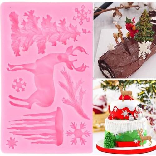 Animal Plant Snowflake Silicone Mold Fondant Cake Decorating Tools Christmas Chocolate Making Molds Cupcake Topper Mould