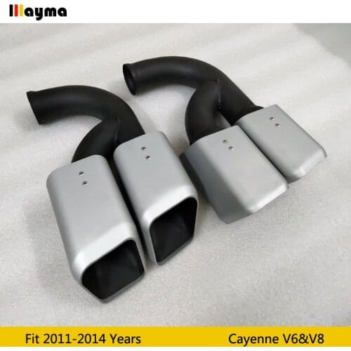 Silver Tail Exhaust Tips Muffler Pipe For Porsche Cayenne V6 V8 2011 2012 2013 2014 Cayenne S GTS Stainless Steel mufflers 1pair