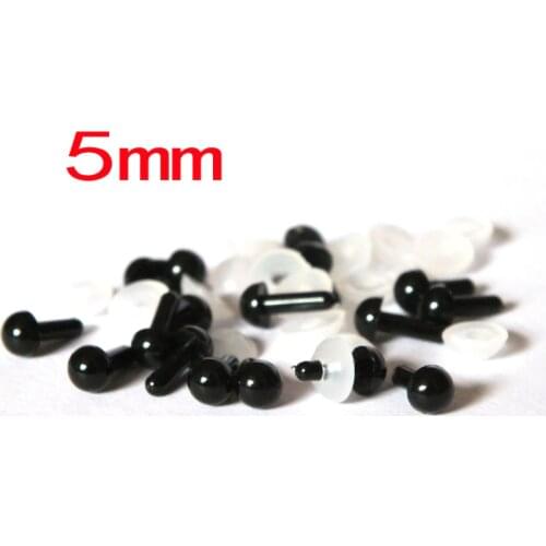 Wholesale DIY 100PCs/50pairs 5mm Black Plastic Safety Eyes Washers for Teddy Bear Stuffed Toy