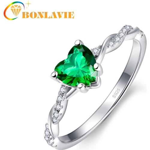 2021 NEW Heart Shaped Green Zircon 925 Silver Ring Wedding Bands Fine Jewelry Engagement Rings for Women