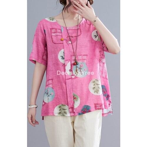 2021 tangsuit chinese style shirt traditional chinese clothing women flower print vintage party hanfu blouse lady qipao shirt