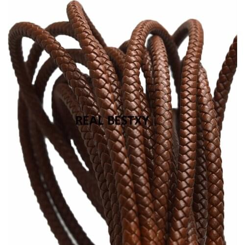 5m/lot approx 6mm Round Braided Leather Cord For Bracelet Making DIY Fashion Jewelry Findings leather strings strands cord diy