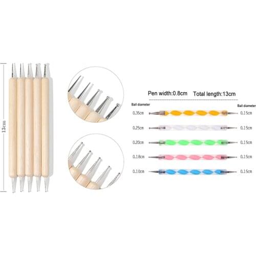5Pcs/Set Wooden Acrylic Marking Pen Five Sizes Of Spherical Tips For Fine Lines Freehand Embossing PatternsCard Making 2021 New
