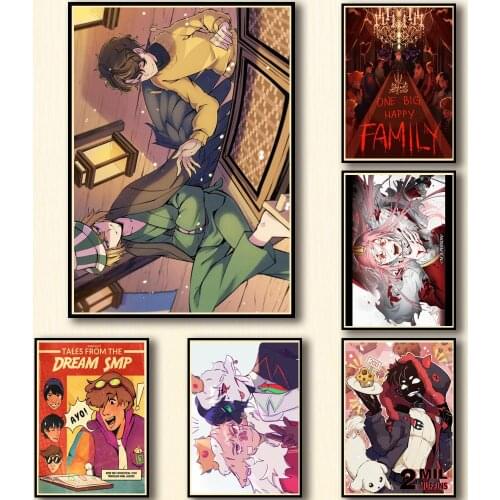 50 Designs Anime Dream Smp Whitepaper Poster Protagonist Artwork Fancy Wall Sticker for Coffee House Bar