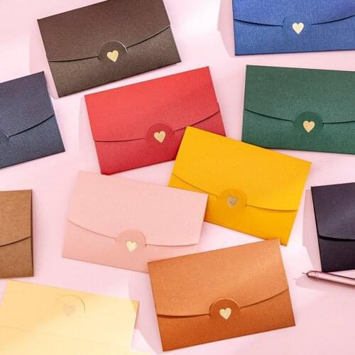 50 pieces/lot) Small Greeting Card Name Card Envelope Hot Stamping Love Pearlescent Paper Mini Envelopes