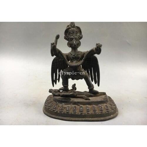 7'' bronze copper tibetan buddhism bird winged suparna Garuda Dhwaja buddha