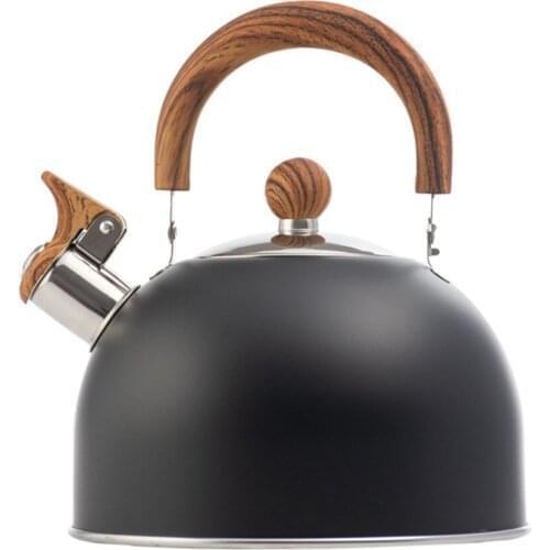 Whistling Kettle 2.5L Handle-Silver One-Touch Open Classic Decor Suitable For 1-5 People Folding Handle Black Can Steel Teapot