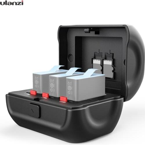 Ulanzi 3-slot Action Camera Battery Storage Holder Case Box with 2pcs Memory Card Slots Battery Marking for GoPro Hero 9/ 8
