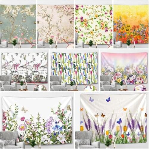 Flower Butterfly Tapestry Simple Nordic Style Hippie Mat Wall Hanging Bohemian Bedspread Dorm Decor Tapestries