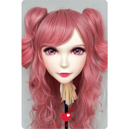 DM049) Girl Sweet Resin Japanese Anime Kigurumi Mask Cosplay Lolita Crossdressing Lifelike BJD Masks