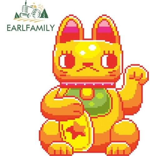 EARLFAMILY 13cm x 9.9cm for Lucky Cat Funny Car Stickers Creativite Vinyl Car Wrap Decal Motorcycle Waterproof Trunk Decoration