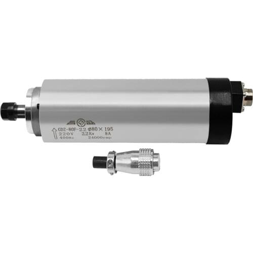 2.2KW ER16 Spindle Motor 80mm 220V Natural-Cooled 24000rpm High Speed Air-cooling 5A CNC Woodworking Engraving Drilling Machine