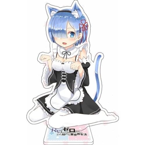 Kawaii Cat Ear Rem Action Figures Re: Zero Anime Acrylic Stand DIY Decoration Cosplay Anime Lovers Birthday Christmas Gifts 15CM