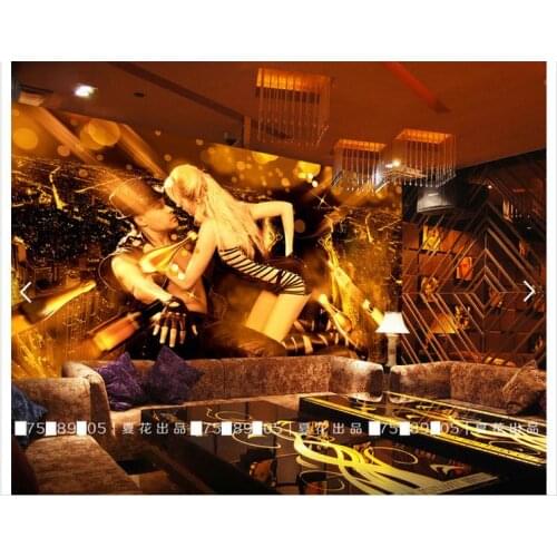 Customized 3d photo wallpaper 3d wall mural wallpaper Gold bar KTV background wall between men and women living room decoration