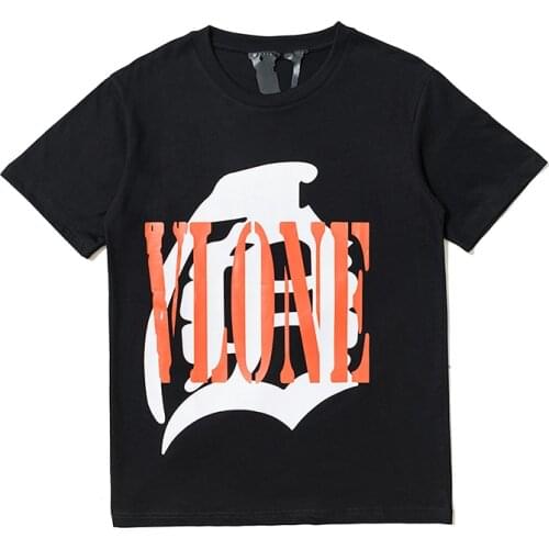 Classic Vlone Short-sleeved Female Couple Loose Street Hip-hop Big V Trend T-shirt Mens Cotton Round Neck 003