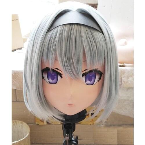 KM117) Handmade Female Resin Crossdress Pretty Girl 3/4 Head Lolita Doll Mask Japanese Anime Cosplay Kigurumi Mask Crossdresser